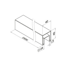 MODELL 6924 | Glasleistenrohr 40x40 mm | Länge: 2,5 m | V2A | geschliffen