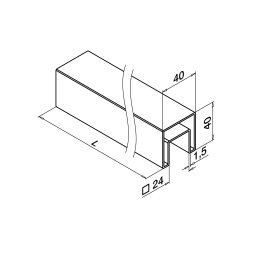 MODELL 6924 | Glasleistenrohr 40x40 mm | Länge: 2,5 m | V4A | geschliffen