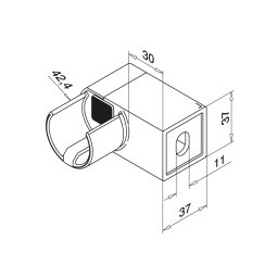 MODELL 6507 | 90°-Wandflansch | V4A | für Ø42,4 mm Glasleistenrohr | rechts | geschliffen