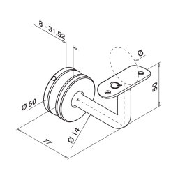 MODELL 0117 | Handlaufhalter für Glasbefestigung | Glasstärke 8 - 31,52 mm | V4A | für Ø 42,4 mm Handlauf | geschliffen