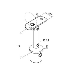 MODELL 0721 | Rohrstütze mit Gelenk für Geländerpfosten Ø 48,3 x 2,6 mm | V2A | für Ø 42,4 mm Handlauf | geschliffen