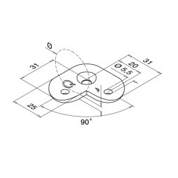 MODELL 1802 | Handlauf-Anschlussplatte | 90° | V2A |...