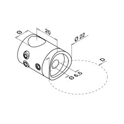 MODELL 0831 | Traversenhalter Stoßb. | Ø 12mm | V4A | für Ø 42,4 mm Geländerpfosten | hochglanzpoliert